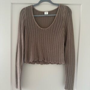 A&F Brown Knit Cropped Sweater